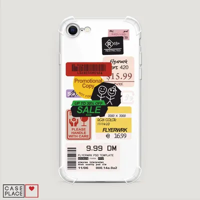Противоударный силиконовый чехол для iPhone SE 2022 с принтом «Веселые  наклейки» — купить в интернет-магазине Case Place