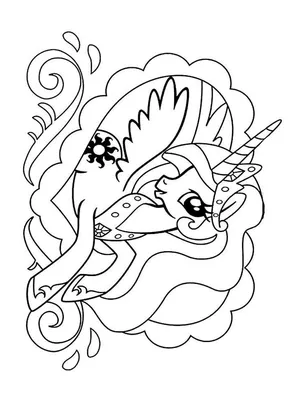 Раскраски Пони, Раскраска Принцесса селестия мой маленький пони.