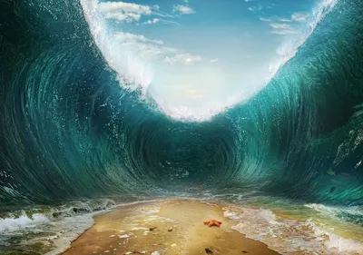 Фото обои Природа Море Океан 368x254 см 3Д Гигантская волна (3330P8)+клей  купить по цене 1200,00 грн
