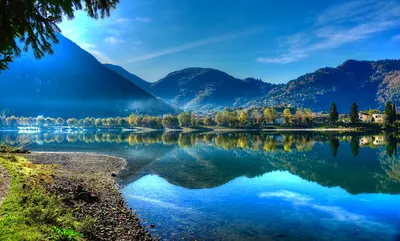 красивое озеро горы пейзаж природа обои фон, озеро, горы, дерево фон  картинки и Фото для бесплатной загрузки