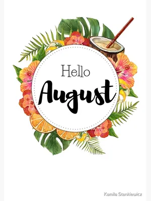 Hello August card typography text with flower bouquet on pink background  Stock Photo - Alamy