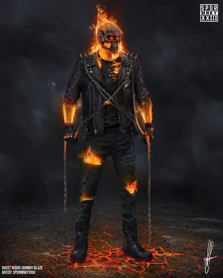 Фигурка Призрачный Гонщик на адском байке - Ghost Rider with Hellcycle