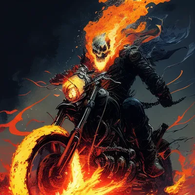 Картинки мотоцикл, байк, мотор, пламя, огонь, призрачный гонщик, ghost  rider - обои 1440x900, картинка №112795