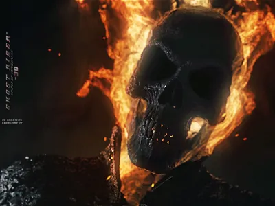 Download wallpaper fire, skull, chain, motorcycle, fire, sake, Ghost Rider,  bike, section fantasy in resolution 1920x1080