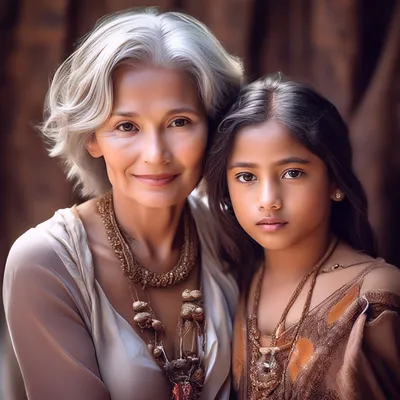 Бабушка из Индии и внучка-метиска…» — создано в Шедевруме