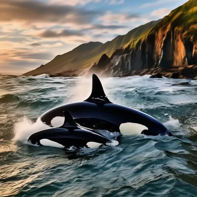 Дельфин-касатки в Северном океане Иллюстрация штока - иллюстрации  насчитывающей пинк, заплыв: 47271842