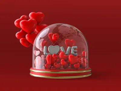 Обои на рабочий стол Парень держит в руке шар в виде сердечка с надписью  Love / любовь и целует девушку, обои для рабочего стола, скачать обои, обои  бесплатно