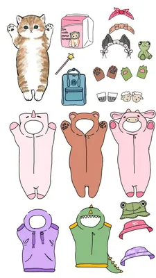 котики | Иллюстрация кошки, Бумажные куклы, Бумажные животные