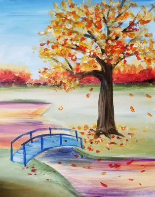 Осенний парк рисунок цветными карандашами - 46 фото