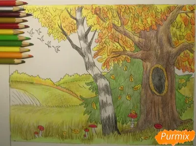 Рисунок карандашом: осень» — создано в Шедевруме
