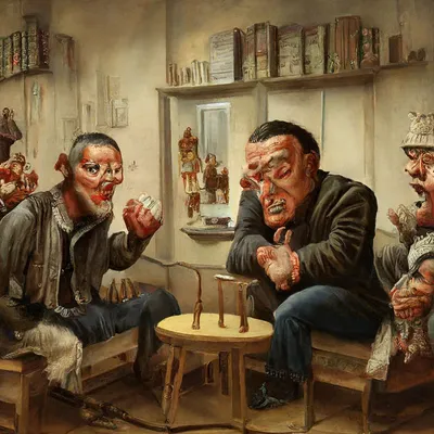 Карикатуры на разговор пьяниц в …» — создано в Шедевруме