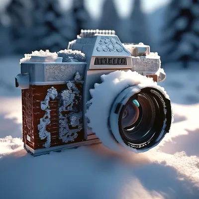 Профессиональный фотоаппарат на снегу…» — создано в Шедевруме