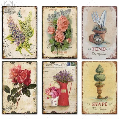 Vintage Provence Style Flower Metal Sign Wall Decor Poster Home Retro Tin  Plate | eBay