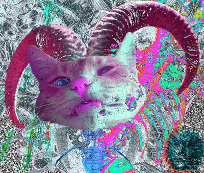 Психоделические коты,яркие кислотные …» — создано в Шедевруме