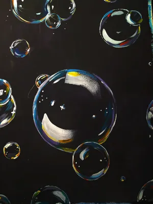 Мыльные пузыри на чёрном фоне в стиле Живопись на Illustrators.ru