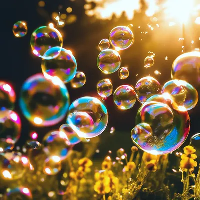 Мыльные пузыри на солнце» — создано в Шедевруме