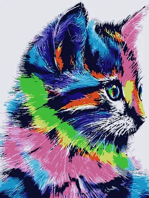 Набор для рисования картин по номерам (раскраска) \"Радужный котик\" -  Чарівний діамант