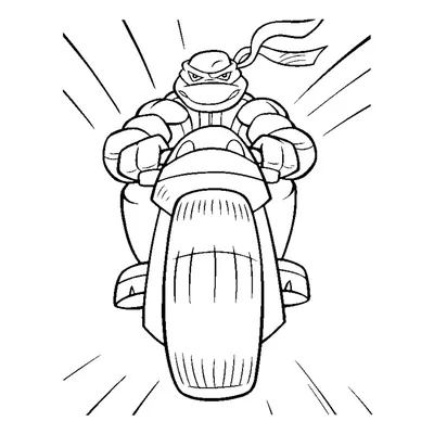 Раскраска Черепашка-Ниндзя на мотоцикле распечатать или скачать