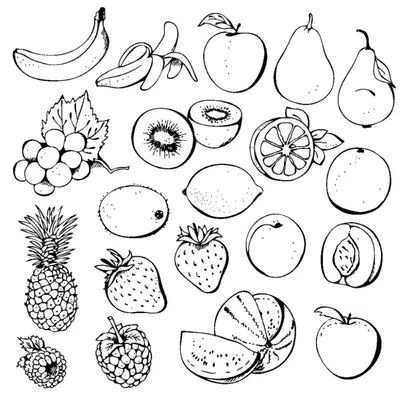Раскраски Фрукты | Раскраски, Иллюстрации фруктов, Рисунки