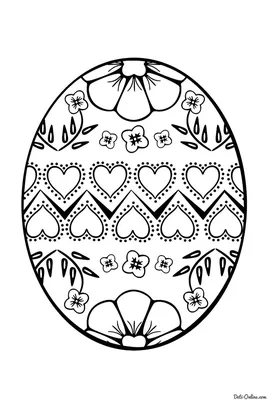 Раскраска Пасхальное яйцо с сердечками | Раскраски Пасха | Раскраски,  Искусство шитья, Художественные поделки из яиц