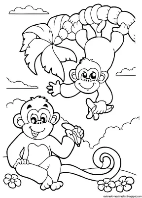 Раскраски Раскраска Раскраска Обезьянка Раскраска Раскраска обезьяна из  мультфильма , Раскраски .