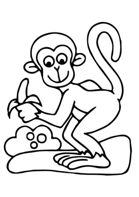 Раскраска Обезьянка с новогодним шаром | Раскраски обезьянки. Раскраска  обезьяна для детей