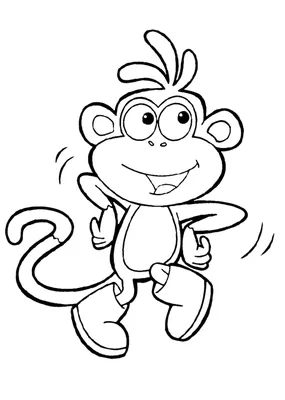 Раскраска Милая улыбающаяся обезьянка распечатать - Обезьяны
