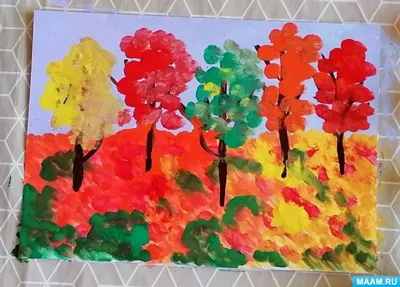 Раскраска Осенние деревья - раскраска по номерам | Раскраски для детей  печать онлайн