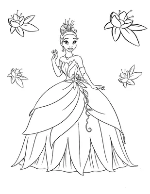 Раскраски Принцессы Диснея для девочек распечатать в красивых платьях  бесплатно в формате а4
