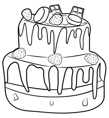 Простая раскраска торт с клубникой . для занятий с детьми. Simple coloring  cake with strawberries. | Color, Stock illustration, Colorful cakes