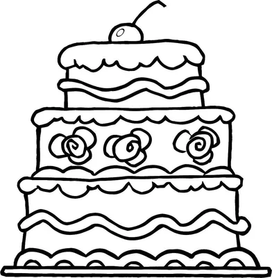 Раскраски торт, Раскраска Торт с вишенкой торты.