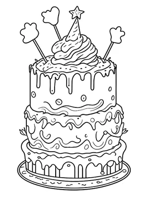 Раскраски торты для печати бесплатно для детей и взрослых