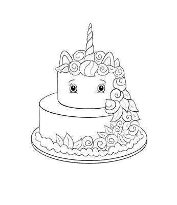 Раскраска торт ко дню рождения для детей | Премиум Фото