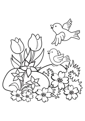 Раскраски Весна Распечатать бесплатно | Раскраски, Птички, Рисунки диснея