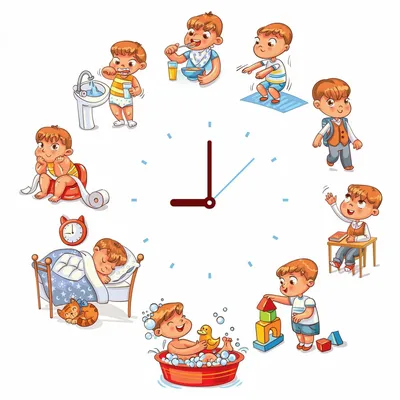 Иллюстрация Распорядок дня в детском саду (часть 2) в стиле детский