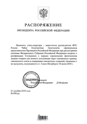 Распоряжение Президента Российской Федерации от 23 декабря 2010 года №  880-рп | Президентская библиотека имени Б.Н. Ельцина