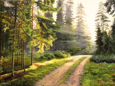 Картина на холсте \"Рассвет в лесу\"