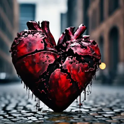 разбитое сердце сидит на асфальтовом тротуаре, разбитое сердце, дорожное  покрытие, лепесток фон картинки и Фото для бесплатной загрузки