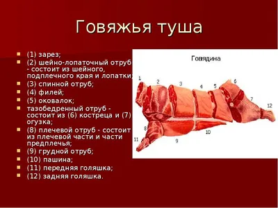 Разделка туши молодого герефорда - Герефорд.рф - племенной скот  герефордской породы