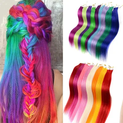 Яркая разноцветная раскраска волос, градиентно-голубой фиолетовый и розовый  оттенки. Красивые волосы стоковое фото ©KrisCole 262212090