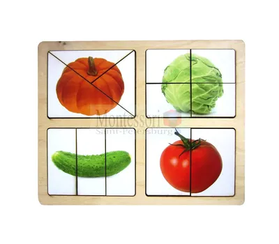 Р014 Разрезные картинки \"Овощи-1\" | Деревянные пазлы | Пазлы и рамки  вкладыши | Игрушки по тематикам | Каталог | Производители | Монтессори-Питер