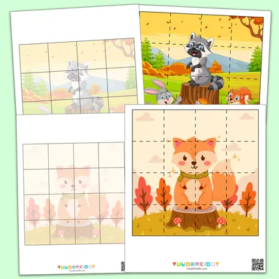 Разрезные картинки «Осенняя природа» – распечатать PDF для детей
