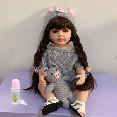 Купить 55 см/60 см силиконовая кукла реборн милые детские куклы игрушка  мода имитирует детские куклы для девочки подарок | Joom