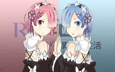 Обои на рабочий стол Ram / Рам и Rem / Рем из аниме Re: Zero kara Hajimeru  Isekai Seikatsu / Re: Жизнь в альтернативном мире с нуля, by AceOfBros, обои  для рабочего