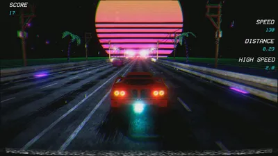 Потрясающие обои synthwave retrowave с пленительной неоновой цветовой  палитрой | Премиум Фото