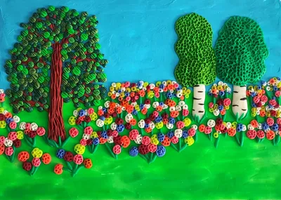 Аппликация из пластилина \"Цветочное лето в лесу \". Пошаговая инструкция с  фото для детей. | Лепим с Таней | Дзен