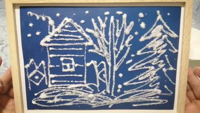 Рисунок \"Зима\" акварелью и солью/Рисуем Зимний Пейзаж в нетрадиционной  технике/ Видео-урок для детей - YouTube