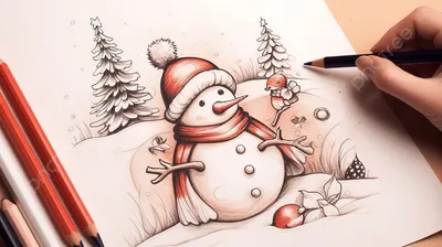 Как нарисовать Снеговика просто и мило | Новогодние Рисунки Юльки 2023 -  YouTube