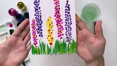 Рисуем цветы ватными палочками. Как нарисовать цветы просто. Урок  рисования. Drawing flowers. - YouTube