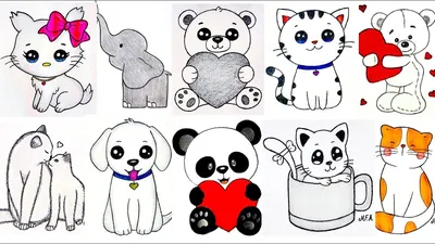 Детские рисунки каракули животных Stock Illustration | Adobe Stock